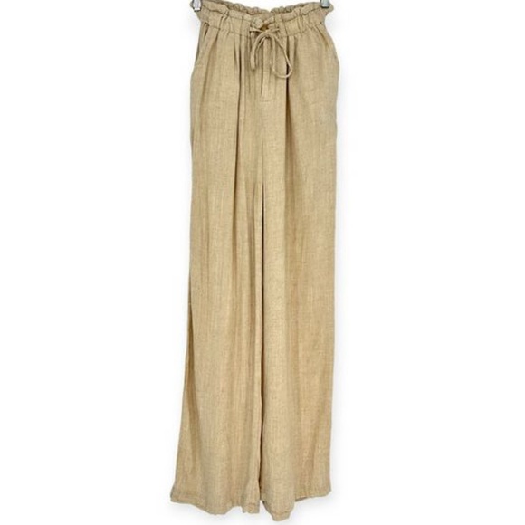 NWOT- Thread & Supply- Linen Blend Paper Bag Wide Leg Pants (Wheat)- Size XXS - Picture 8 of 8